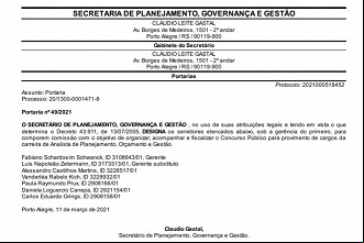 Comissão organizadora concurso SPGG RS 2021 formada