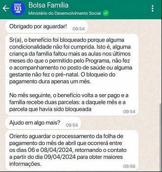 Whatsapp do Bolsa Família tem consulta do pagamento de abril
